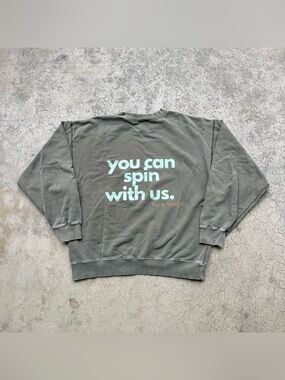 ELWOOD THE MADISON  ‘You can spin with us’ Crewneck Sweeter Olive Green